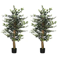 HOMCOM Set of Two Artificial Ficus Trees(m-11)