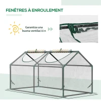 Outsunny Serre de jardin mini serre 2 fenêtres enroulables couverture en PVC 120 x 60 x 60 cm transparent(m-6)
