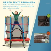 HOMCOM Trampolino Elastico per Bambini 3-6 Anni con Pali Imbottiti, in Acciaio, PP e Poliestere, Ø175x163 cm(m-4)