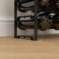 HOMCOM Portabottiglie a 4 Livelli a Onda Impilabili per 16 Bottiglie, in Metallo, 42.5x16.5x41 cm, Nero(m-9)