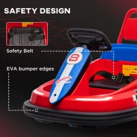 HOMCOM 6V Electric Kids Bumper Car, 6V Spin Waltz Car, with Music, Horn, Lights - Red(m-6)