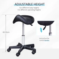 HOMCOM PU Leather Height Adjustable Saddle Stool Black(m-4)