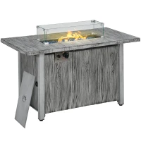 Outsunny 50,000 BTU Gas Fire Pit Table with Cover and Glass Screen - Grey(m-10)