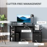 HOMCOM Computer Desk PC Workstation with Drawer Shelves CPU Storage Rack Home Office Furniture 152 x 60 x 88cm (BLACK)(m-5)