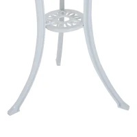 Outsunny 3 Pieces Antique Garden Bistro Set for 2, Cast Aluminium Garden Furniture Set with Umbrella Hole, White(m-8)