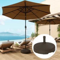 Outsunny Garden Parasol Base Holder, 28kg Sand Filled, 23kg Water Filled, Sun Umbrella Base Outdoor Umbrella Stand Weight, Brown(m-2)