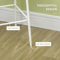 HOMCOM Bar Table and Stools Breakfast Dining Table and Chairs Set of 2 with Steel Frame and Footrest for Bar and Kitchen White(m-6)