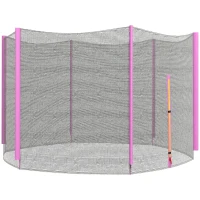 SPORTNOW 8ft Trampoline Net Replacement with 6 Plastic Pole Covers, Weather-Resistant Trampoline Netting Replacement with Zipped Entrance, Poles Not Included, Pink(m-1)
