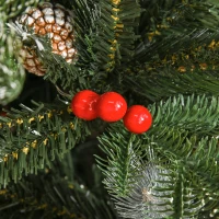 HOMCOM 5FT Artificial Snow Dipped Christmas Tree Xmas Pencil Tree Holiday Home Party Decoration with Foldable Feet Red Berries White Pinecones, Green(m-9)