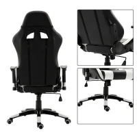 HOMCOM Fauteuil de bureau manager grand confort style baquet Racing pivotant inclinable avec coussins blanc noir(m-8)
