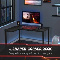 HOMCOM L-Shaped Gaming Desk, Computer Corner Desk, Home Office Workstation with Cable Management, 145 x 81 x 76cm, Black, Left(m-4)
