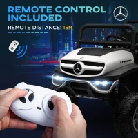 HOMCOM 12V Licensed Mercedes-Benz Unimog, Kids Electric Ride on Car, with Remote Control, Horn, Light, MP3 - White(m-7)