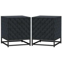 HOMCOM Bedside Tables Set of 2, Modern Bedside Table Nightstand with 2 Drawers, Bedside Cabinet Sofa Side Table with Storage, Steel Legs for Bedroom, Living Room, Black(m-11)