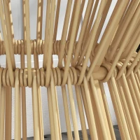 Outsunny Round End Table, Rattan Side Table, Hollow Drum Design Coffee Table w/ Glass Tabletop for Patio, Garden, Balcony Natural(m-8)