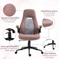 Vinsetto Sedia da Ufficio Ergonomica con Altezza Regolabile, Braccioli Ribaltabili e 5 Ruote, 67x70x114-124 cm(m-8)