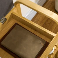 HOMCOM Banc à chaussures avec coussin d'assise rangement caché, étagère à lattes en bambou, 60 x 33 x 50, naturel(m-8)