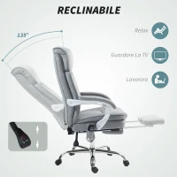 HOMCOM Sedia da Ufficio Massaggiante e Riscaldata con Schienale Reclinabile e Poggiapiedi Estraibile, Grigio(m-7)