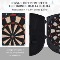 HOMCOM Bersaglio Freccette Elettronico per 8 Giocatori con 6 Freccette, Schermo LCD, 2 Porte e 26 Modalità di Gioco(m-7)