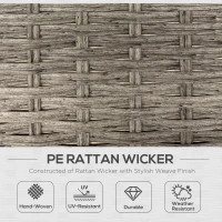 Outsunny 6 Pieces Outdoor PE Rattan Garden Furniture, Patio Wicker Sectional Conversation Corner Sofa w/ Soft Padded Cushion & Liftable Coffee Table, Light Grey(m-5)