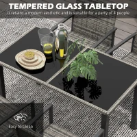 Outsunny Outdoor Dining Set 5 Pieces Patio Conservatory with Tempered Glass Tabletop,4 Dining Chairs - Mixed Grey(m-5)