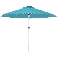 Outsunny 3m Parasol, with Solar-Powered LED Lights - Blue(m-1)