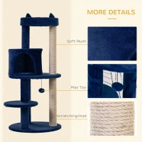 PawHut 104 cm Cat Tree, Cat Condo Tree Tower, Cat Activity Centre with Scratching Posts, Plush Perches, Hanging Ball - Blue(m-6)