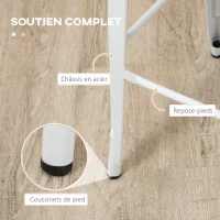 HOMCOM Lot de 4 tabourets de bar industriel avec dossier repose-pied hauteur assise 76 cm métal blanc(m-5)