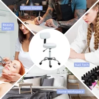 HOMCOM 360° Swivel Seat Salon Stool - White(m-8)