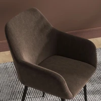 HOMCOM Set 2 Sedie da Pranzo Nordiche Imbottite con Braccioli Ricurvi in Tessuto Effetto Velluto, 54x57x80 cm, Marrone(m-8)