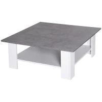 HOMCOM Square Coffee Table, Wooden Coffee Table with Storage, Cocktail Center Tea Table for Home Office, 80W x 80D x 31.5Hcm, Grey and White(m-11)