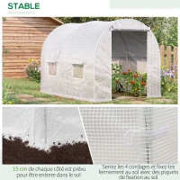 Outsunny Serre de Jardin Tunnel 6 m² 3L x 2l x 1,9H m Acier galvanisé renforcé diamètre 2,4 cm + PE Haute densité fenêtres Porte Blanc(m-5)