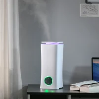 HOMCOM Humidificador Ultrasónico 2L Humidificador Silencioso con 3 Modos de Pulverización 7 Colores LED 15x15x34 cm Blanco(m-2)