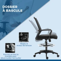 Vinsetto Lot de b2 fauteuils de bureau chaise de bureau assise haute réglable dim. 64L x 59l x 104-124H cm(m-5)