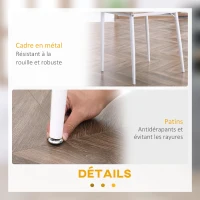 HOMCOM Ensemble table à manger carrée 3 pièces avec 2 chaises cuisine salle à manger plateau MDF châssis métal blanc(m-6)