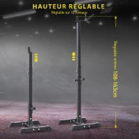 HOMCOM Support de musculation entrainement pour barre longue haltère charge max. 150 Kg(m-7)