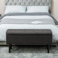 HOMCOM 57L Teddy Fleece Storage Ottoman - Dark Grey(m-8)