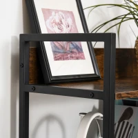HOMCOM Étagère bibliothèque Design Contemporain 5 Niveaux dim. 64L x 30l x 158H cm Panneaux Particules Aspect Vieux Bois métal Noir(m-6)