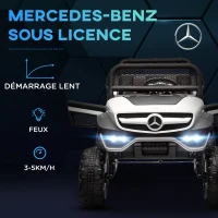 HOMCOM Voiture électrique 4x4 pour enfants de 3 à 8 ans Mercedes-Benz Unimog avec télécommande roues suspendues klaxons blanc(m-6)