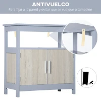 kleankin Mueble para Debajo del Lavabo Armario de Suelo de Baño con 2 Puertas y Estante Estilo Moderno 60x30x62 cm Gris(m-6)
