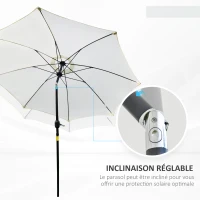 Outsunny Parasol de jardin Parasol droit Parasol inclinable aluminium fibre de verre polyester diamètre 2,65 m coloris crème(m-5)