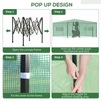Outsunny Pop-up Small Greenhouse, Outdoor Walk-in Tomato Greenhouse with Carrying Bag, PE Cover, Steel Frame, Green, 2.4L x 1.8W x 2.4H m(m-8)