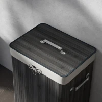 HOMCOM Cesto para la Ropa Sucia Plegable con Tapa Cubo para la Colada Rectangular con Asas 40x30x60 cm Gris Oscuro(m-8)