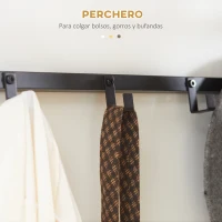 HOMCOM Recibidor Moderno con Perchero de Pared y Banco Zapatero Muebles de Entrada con 4 Ganchos 1 Barra y 1 Estante Roble(m-5)