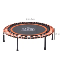 HOMCOM Trampoline de Fitness / gymnastique haute performance Ø 102 cm élastiques Bungee utilisation intérieure extérieure orange noir(m-3)