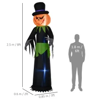 Outsunny 8ft Light-Up Pumpkin Man Halloween Decoration(m-3)