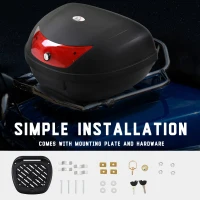 HOMCOM 48L Motorcycle Trunk Travel Luggage Storage Box Motorbike Accessory Large Storage Space For 2 Half Helmet - Black(m-5)