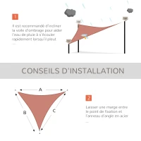 Outsunny Voile d'ombrage Triangulaire Grande Taille 3 x 3 x 3 m polyéthylène Haute densité résistant aux UV Coloris rouge rouille(m-4)