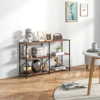 HOMCOM Scaffale Libreria dal Design Industriale con 3 Ripiani, Scaffalatura in Pannelli Truciolari e Telaio in Metallo, 120 x 30 x 76 cm(m-7)