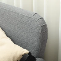 HOMCOM Velvet Feel Fabric 2 Seater Sofa, Small Sofa Loveseat with 21cm Thick Padding and Wood Legs, Grey(m-8)