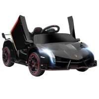 HOMCOM Lamborghini Veneno Licensed Electric Ride-On Car, with Remote, Music, Horn - Black(m-1)